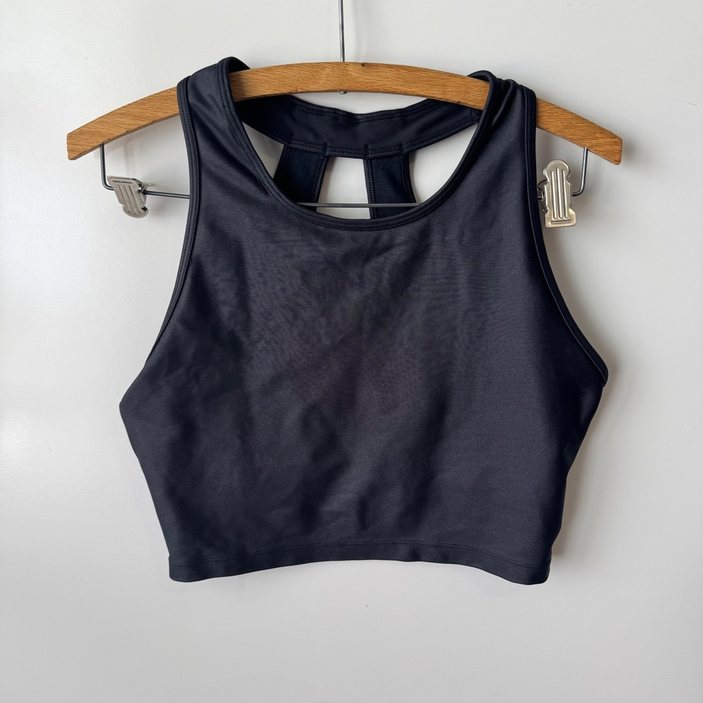 Marika Sports Bra Racerback Cropped Athletic Workout Top Black Size S